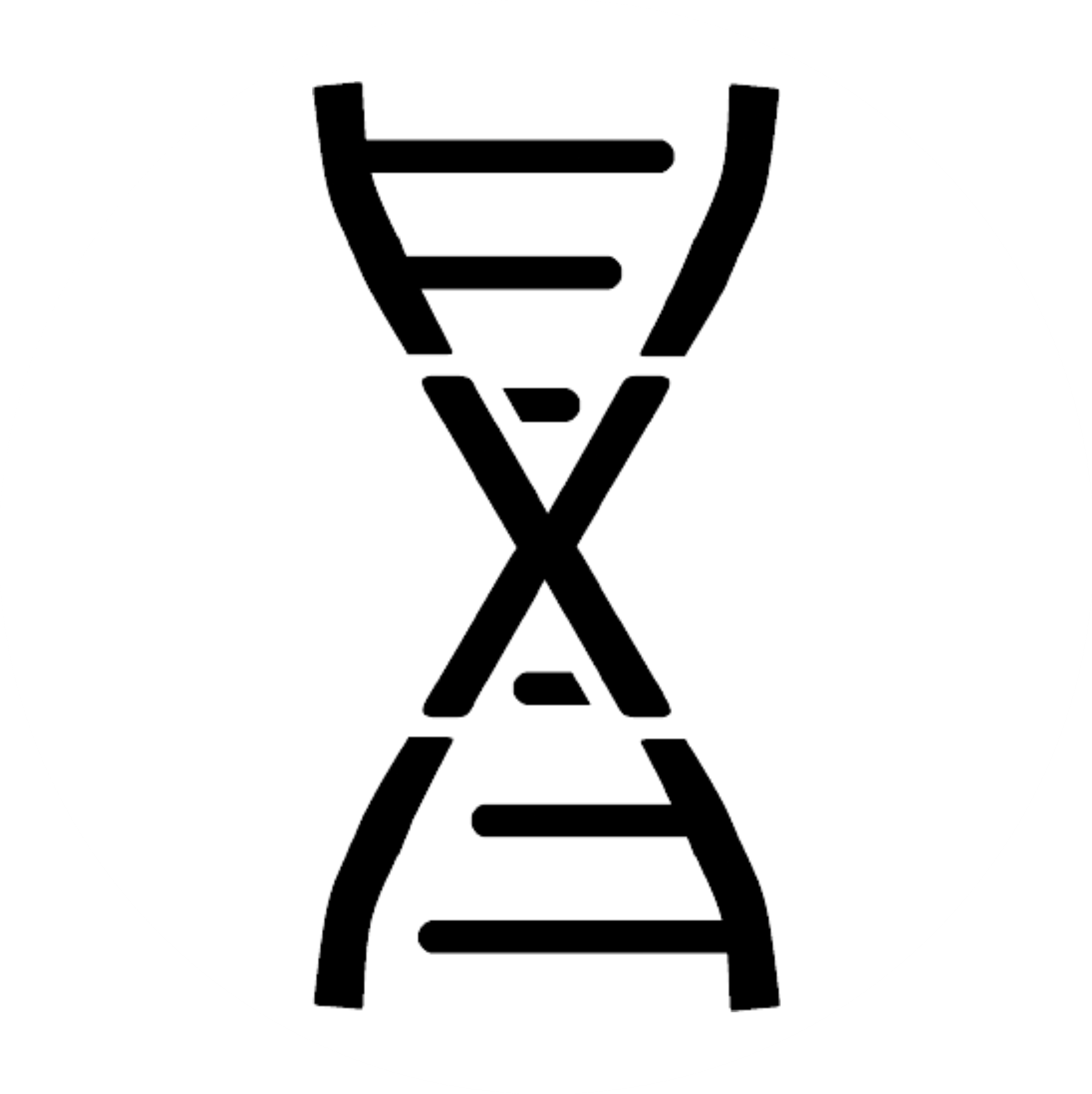 X letter surrounded by DNA helix